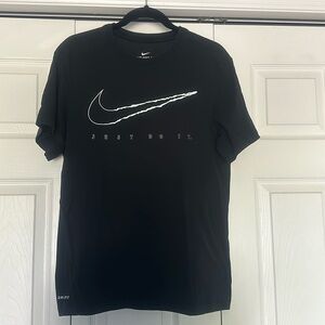 Nike dri-fit, black t-shirt with design down back